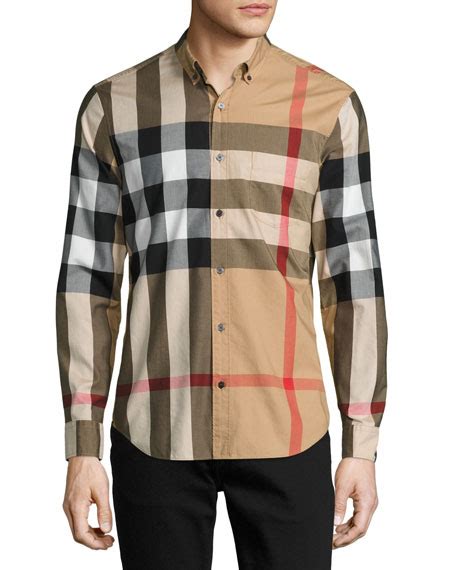 burberry brit woven check sport shirt tan|Relaxed Fit Check Cotton Shirt in Husk .